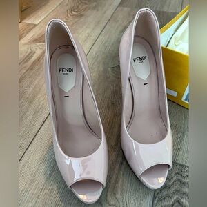 Brand new authentic Fendi peep toe nude pumps